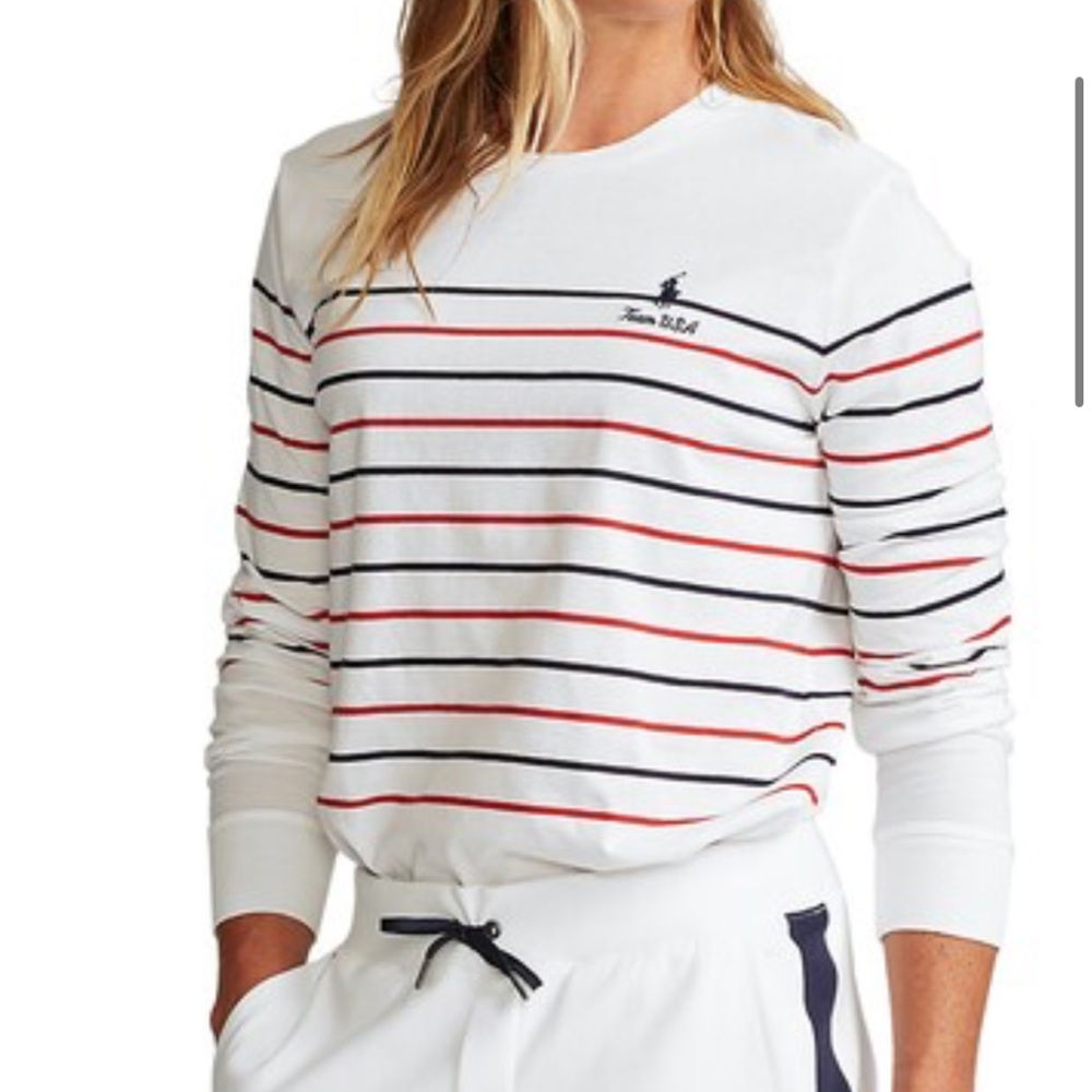 TEAM USA 2020 Polo Ralph Lauren Striped Classic Long Sleeve Tee